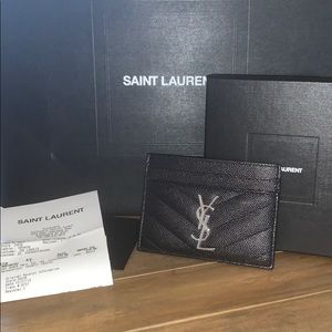 ysl card holder silver